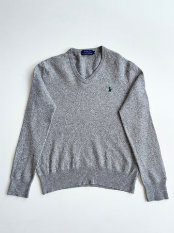 Polo Ralph Lauren Grey V-Neck Knit Sweater (S)