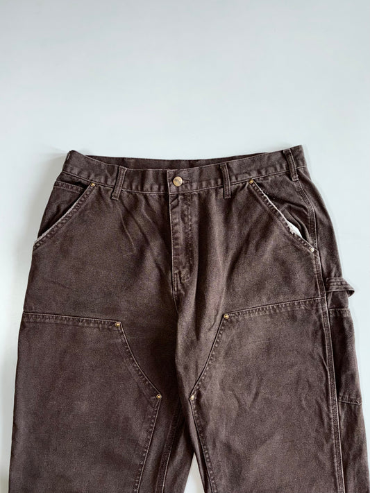 Vintage Carhartt B136 Dark Brown Double Knee Loose Original Fit Carpenter Pants (W:34 |L:42)