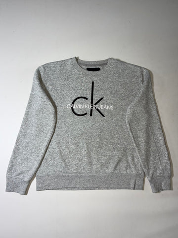 Calvin Klein Jeans CK Logo Grey Crewneck Sweatshirt (M)
