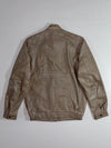 Vintage Leather Bomber Jacket  Taupe Grey, Zip-Up Classic (S)