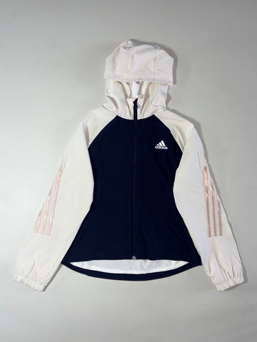 Adidas 3-Stripes Colorblock Hooded Performance Jacket – Navy/White Women’s (S)