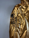 Jizo-Devil Japanese Streetwear Metallic Gold Hooded Jacket Rare Graphic Print Zip-Up (M)