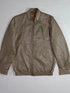 Vintage Leather Bomber Jacket  Taupe Grey, Zip-Up Classic (S)