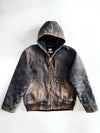 Vintage Dickies Faded Black Canvas Duck Quilted Hooded Work Jacket (XL)
