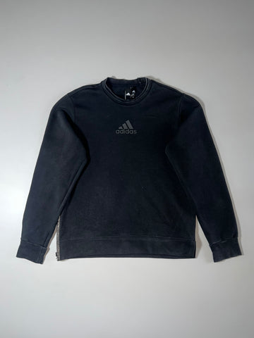 Adidas Chest Logo Crewneck Sweatshirt with Side Zip Detail — Black  (S)
