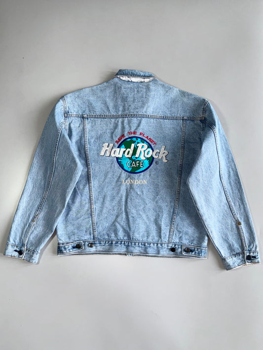 Vintage Hard Rock London Embroidered Back Denim Jacket (XL)
