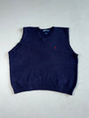 Vintage 90s Polo Ralph Lauren Navy Knit Sweater Vest – Red Pony – Made in Macau (2XL/3XL)