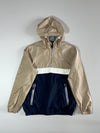 Jack & Jones Colorblock Half-Zip Hooded Windbreaker Jacket Beige/Navy (M)