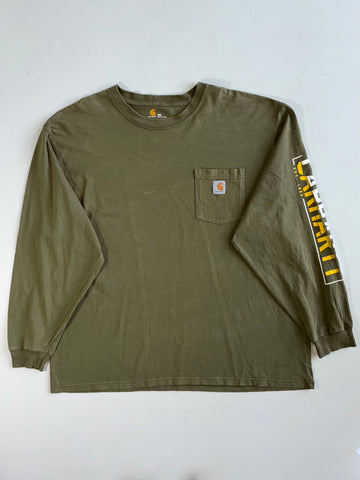 Carhartt Pocket Long Sleeve Tee with Sleeve Logo Print (4Xl)