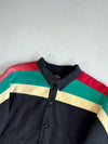 Beachflame Washed Black Canvas Jacket – Pink, Teal & Cream Chevron Stripes (L/XL)