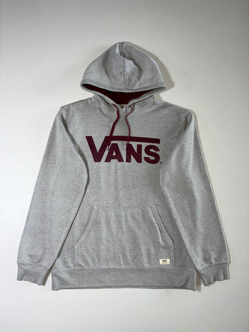 Vans Grey Classic Logo Hoodie – Maroon Print & Lined Hood (XL)