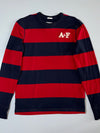 Abercrombie & Fitch Navy & Red Striped Muscle Long Sleeve Shirt (XL)
