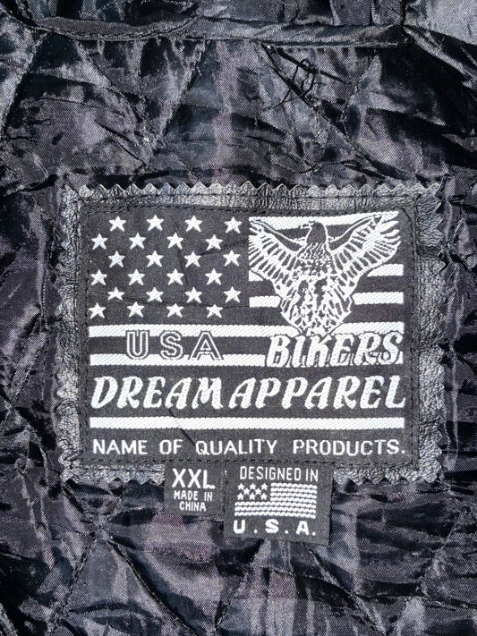 USA Bikers Dream Apparel Real Leather Moto Jacket (Xl)