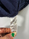 Lacoste Navy Blue Textured Knit Logo Crewneck Sweater(L/XL)