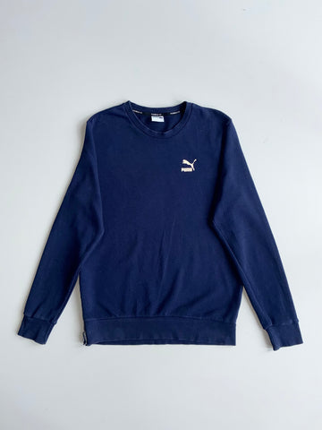 Puma Evo Navy Crewneck Sweatshirt with Gold Logo & Side Zip  (S)