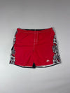 Vintage Quiksilver Red Tribal Floral Board Shorts (W:37) (L:19)