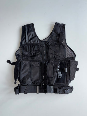 Black Multi-Pocket Tactical Utility Vest (M)