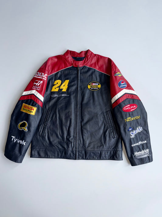 Vintage Jeff Gordon #24 DuPont NASCAR Jacket Wilsons Leather x Chase Authentics, Hendrick Motorsports, Genuine Leather (L/XL)