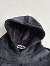 Black Velour Tiger & Spider Web Embroidered Hoodie(3Xl)