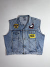 Vintage Back To Basics Biker Patch Denim Vest – Kaiserslautern – Light Wash (2XL)