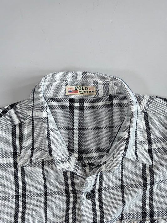 Vintage Polo Boston White Plaid Flannel Shirt (L)