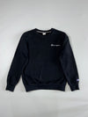 Champion Embroidered Script Logo Black Crewneck (S)