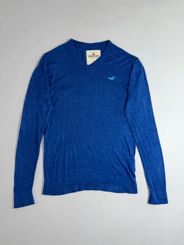 Hollister Knit V-Neck Sweater – Heather Royal Blue (M)