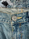 Osaka Big Train Japanese Wave Embroidery Distressed Denim (W:34 |L:41)