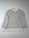 Lacoste L!VE Jacquard Crew Neck Knit Sweater – Off-White/Navy (L)