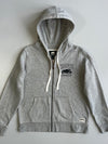 Roots Canada Full Zip Hoodie Grey Marl Beaver Arch Logo Fleece Sweatshirt (S)