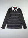 Puma Striped Long Sleeve Rugby Polo — Black/Pink, White Collar (L)