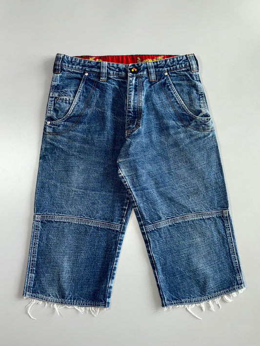 Y2K Graffiti Liner Denim Shorts (W:32 |L:28)