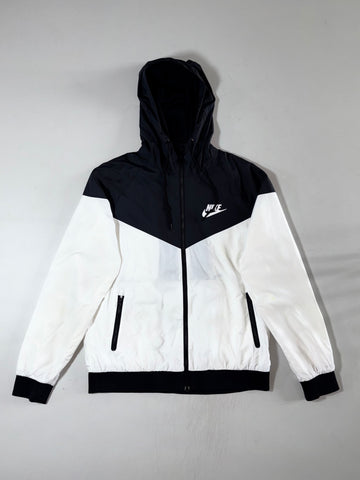 Nike Windrunner Black White Hooded Windbreaker Jacket (L)