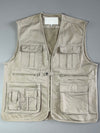 Vintage Beige Multi-Pocket Utility Fishing Vest (L)