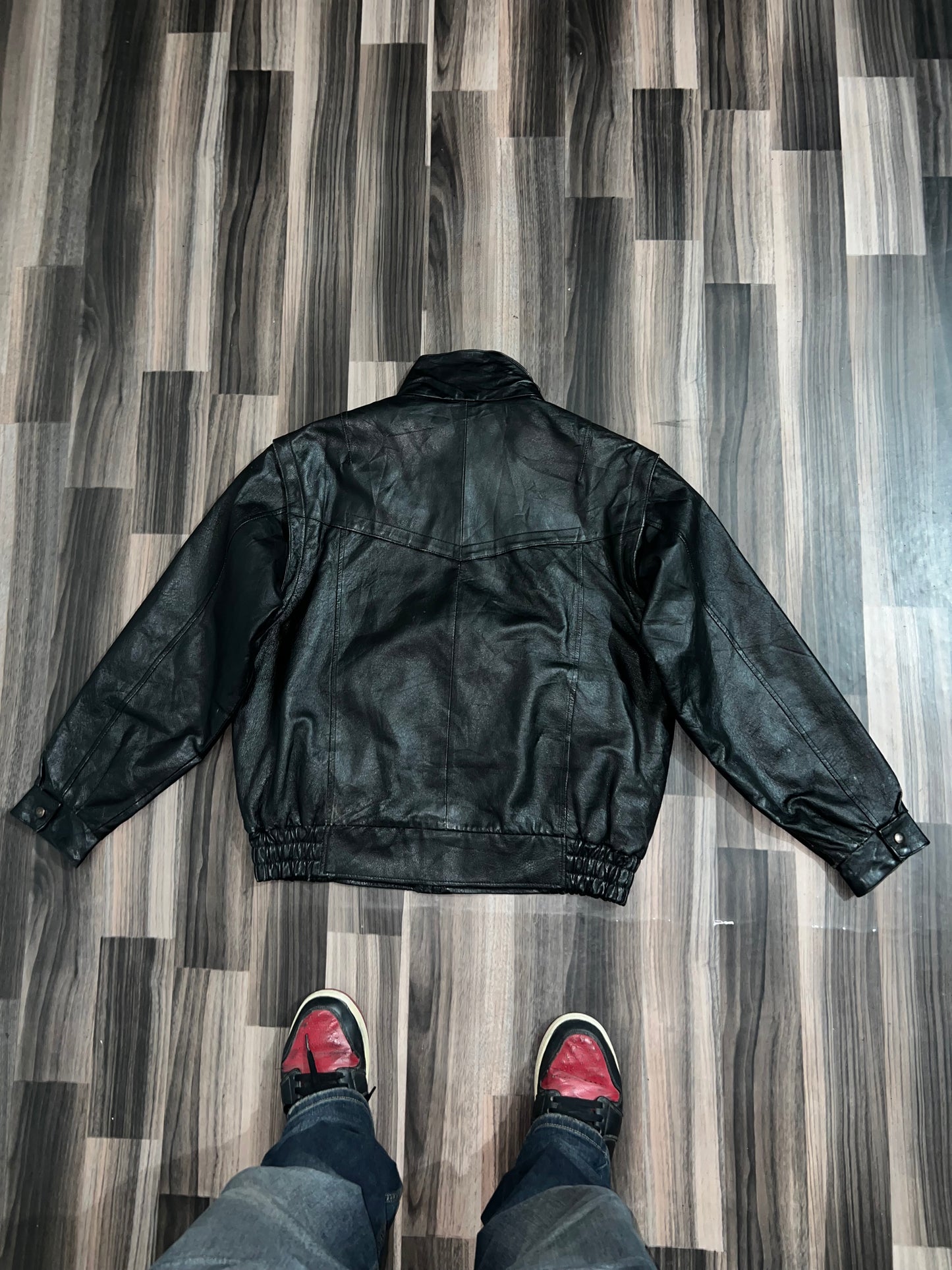 ZDETACHABLE SLEEVES Original Leather jacket (Make it half) (XL/2Xl)