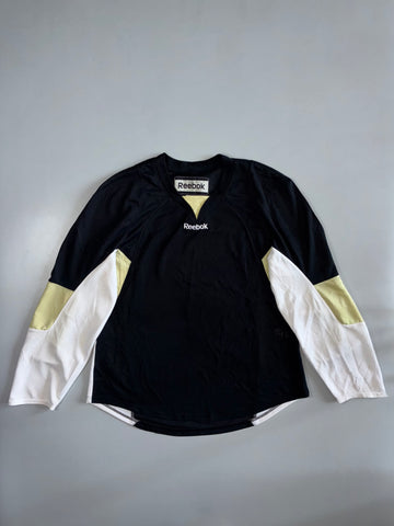 Reebok Sport Maska Colorblock Polyester Hockey Practice Jersey Black White Gold (XL/2XL)