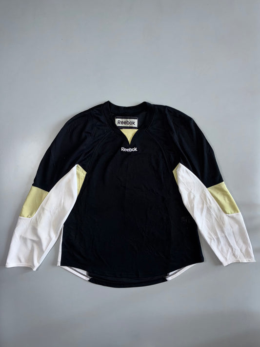Reebok Sport Maska Colorblock Polyester Hockey Practice Jersey Black White Gold (XL/2XL)