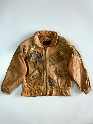 Vintage Winlit Metallic Patchwork Leather Jacket (L)