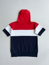 Fila | Red White Navy Colorblock Short Sleeve Hoodie | (S)