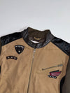 S.Oliver Faux Leather Patchwork Moto Jacket Leather + Cotton, biker collar (M)