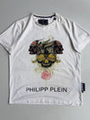 Philipp Plein Platinum Cut White Skull Graphic T-Shirt Rhine stone  (Xl)
