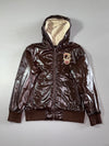 Q.J Glossy Sherpa-Lined Hooded Bomber Jacket – Brown Fuur inside (S)