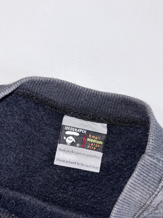 Vintage BAPE Milo Tartan Check Crewneck Sweatshirt — A Bathing Ape Y2K Graphic (M)