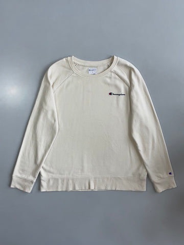 Champion | Elite Script Logo Crewneck Sweatshirt Cream | (L)