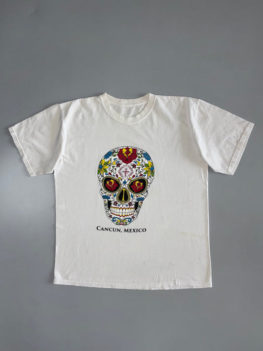 Cancun Mexico Sugar Skull Graphic Tee (L)