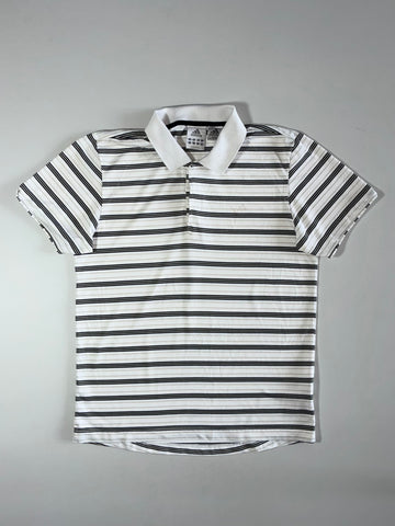 Adidas Golf Striped Polo Shirt White/Black Multi-stripe (M)