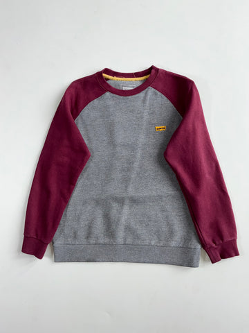 Levi’s Grey Maroon Raglan Crewneck Sweatshirt(XS)