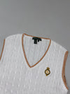 Lauren Active Ralph Lauren Cable Knit Sweater Vest — White w/ Crest Logo, Women’s (XS)