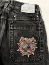 Vintage JNCO Jeans Black Wide-Leg Bulldog Embroidered Baggy Denim(W:28) (L:40)