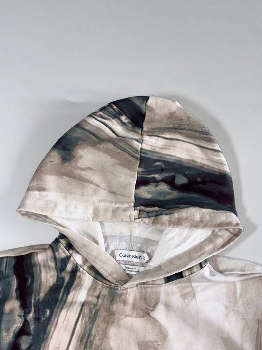Calvin Klein Marble Print Logo Hoodie – Relaxed Fit (2XL)